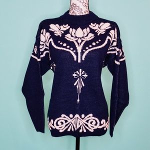Vintage 80’s Flyer Mock Neck Floral Sweater